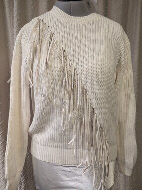 ON TWELFTH ivory sweater with fringe. Western style